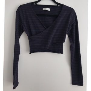Abercrombie & Fitch Striped Wrap Crop Top
